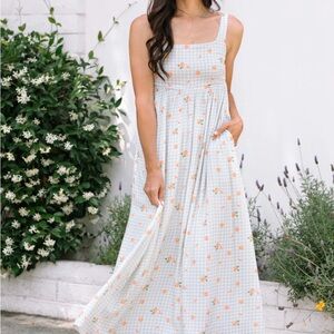 Charming Floral Maxi Dress in White and Orange